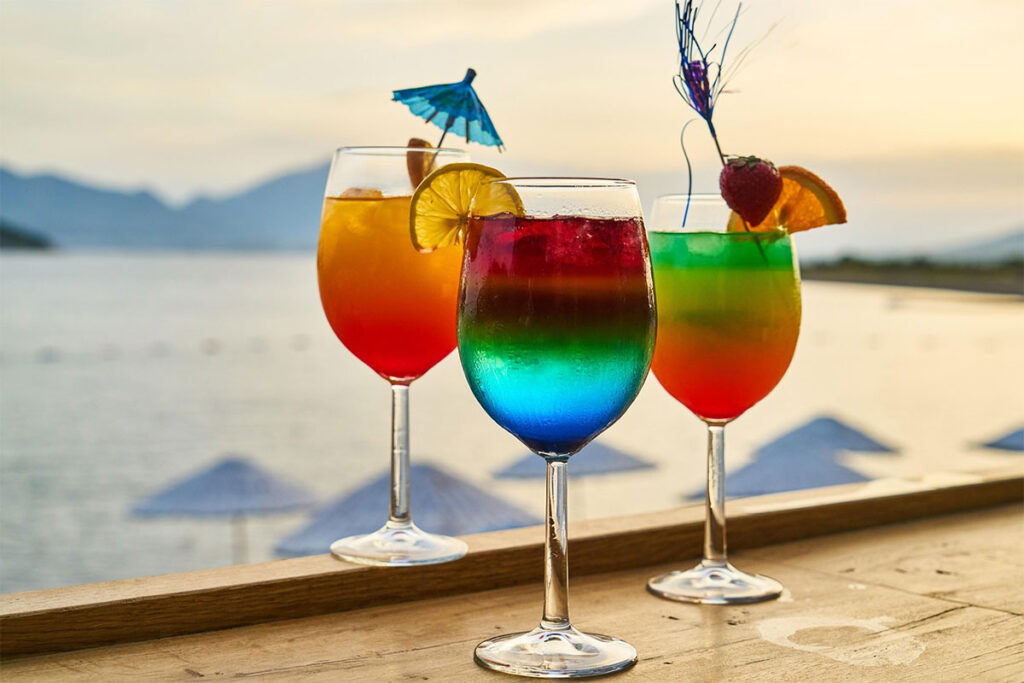 cocktail in glasses
